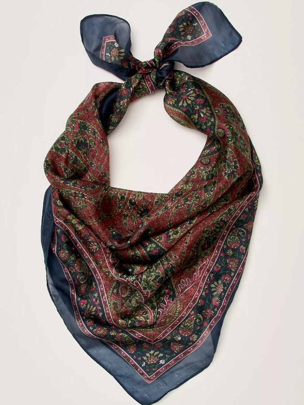 Free People So Silk Printed Bandana Scarf Tube Top Belt Floral Paisley Wrap OS